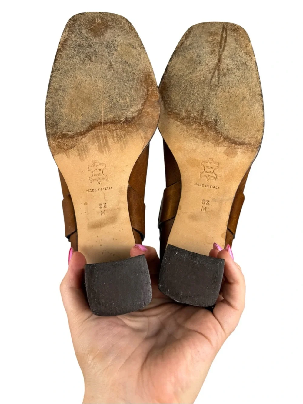 VTG Michael Kors Brown Leather Moto Harness Heeled Boots 9.5 Made in Italy